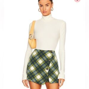 WeWoreWhat Green Blue Asymmetrical Wrap Mini Skirt